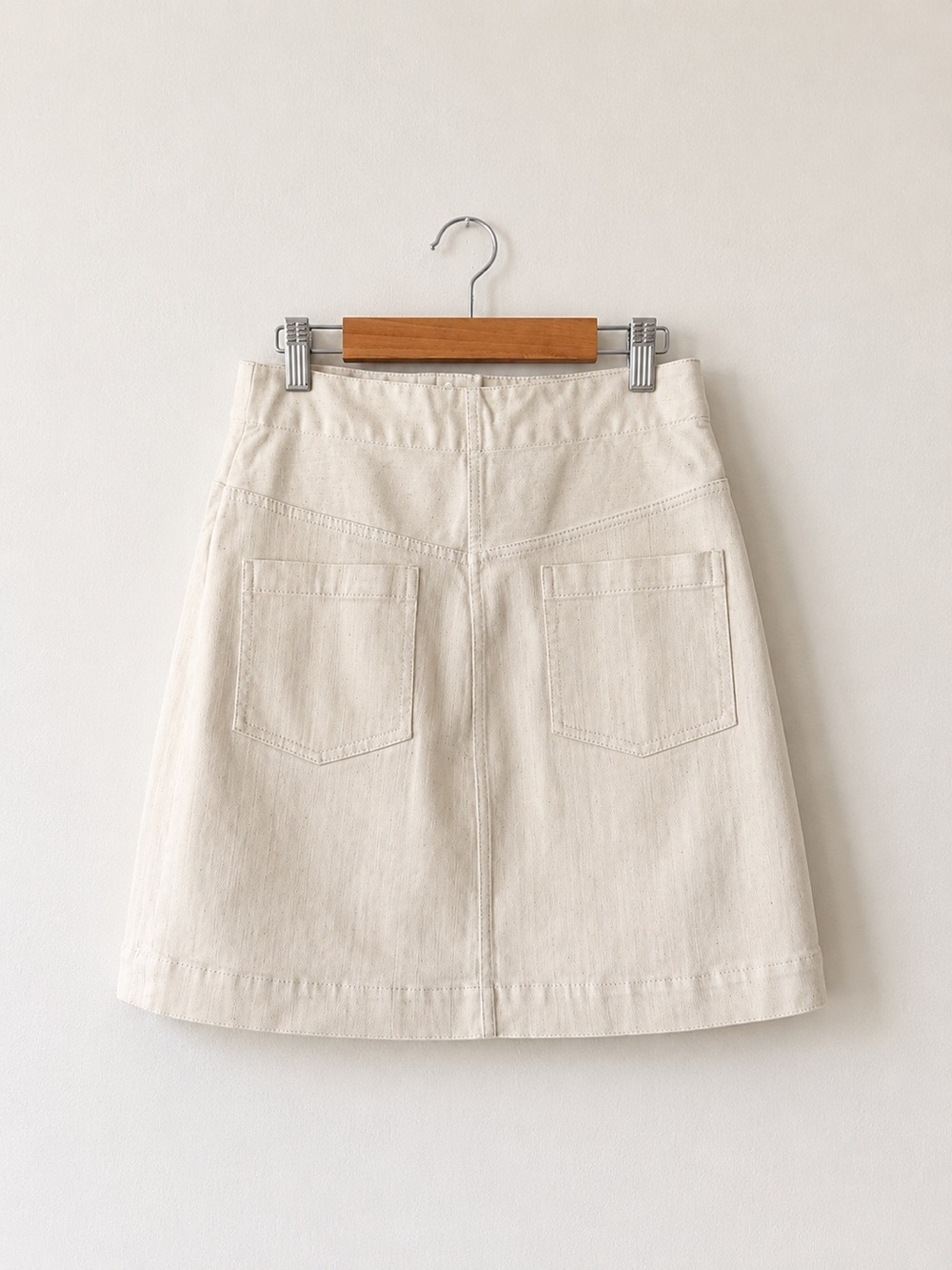 ROSETTA GETTY Cream Canvas Button Front Mini Skirt Estimated Size XS - Picture 3 of 4